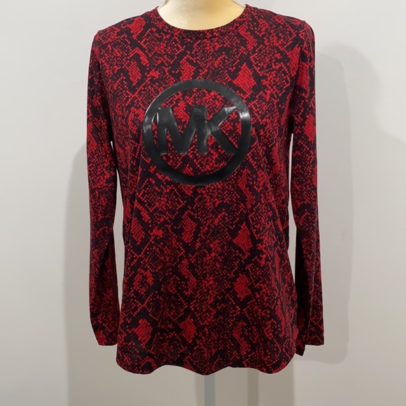 MICHAEL Michael Kors Tops - MICHAEL Michael Kors Snake Print Long Sleeve Logo Small